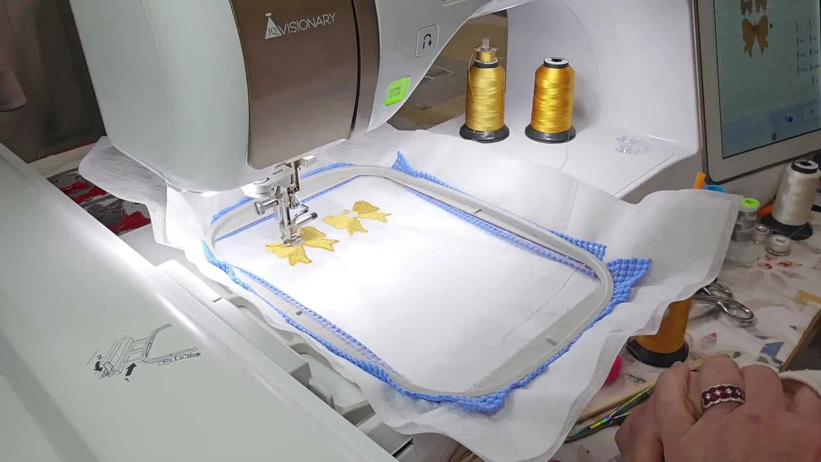 FSL Bow Earrings on the Baby Lock Visionary: The Color-Stop Trick That Makes Lace Look Expensive (Not Flat)
