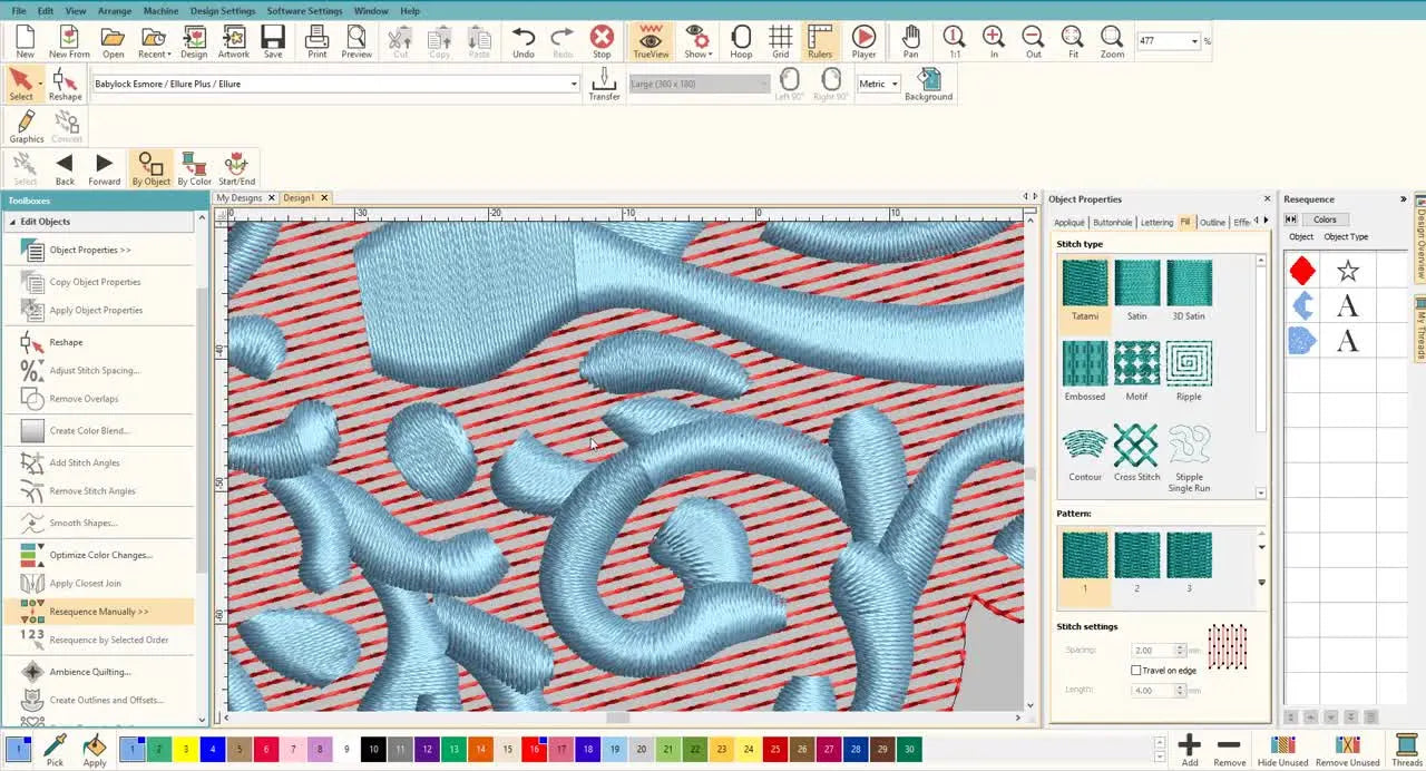 A screen preview shows the open-weave “smash” background behind an interlocking monogram, demonstrating a towel-friendly density that tacks down loops without stiffness.