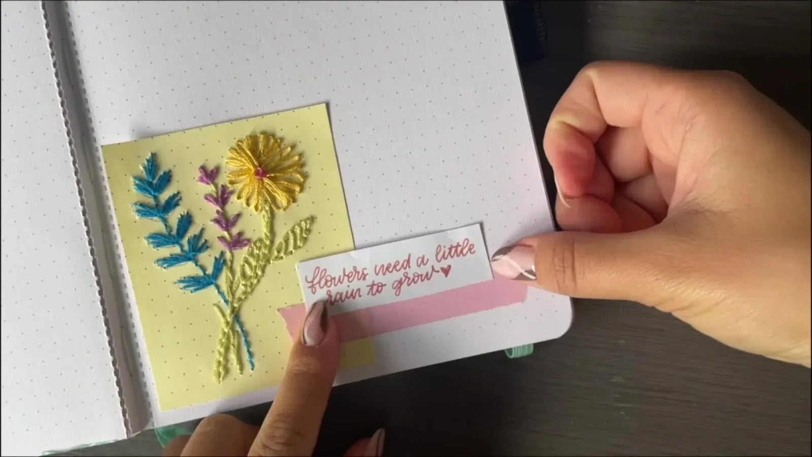 Broderie sur papier pour bullet journal : fleurs faciles pas à pas