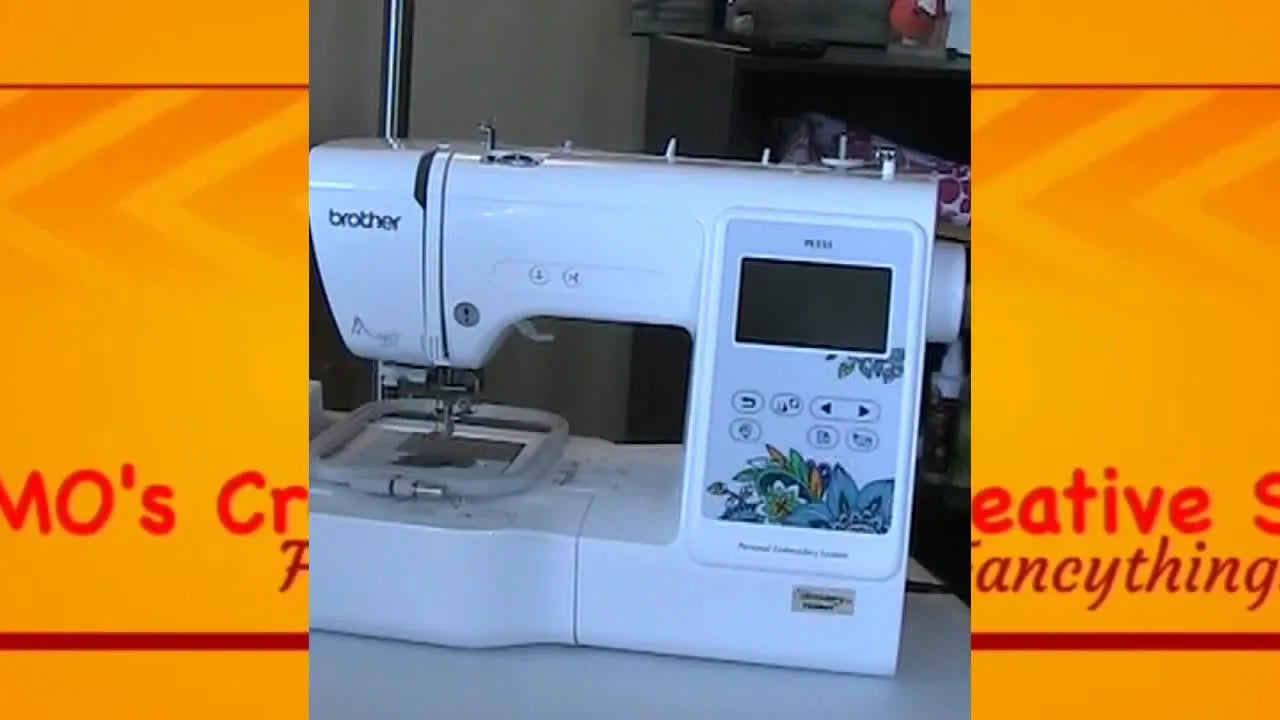 A wide, well-lit view of the Brother PE535 embroidery-only machine set up on a clean table, ready for a first-time walkthrough.