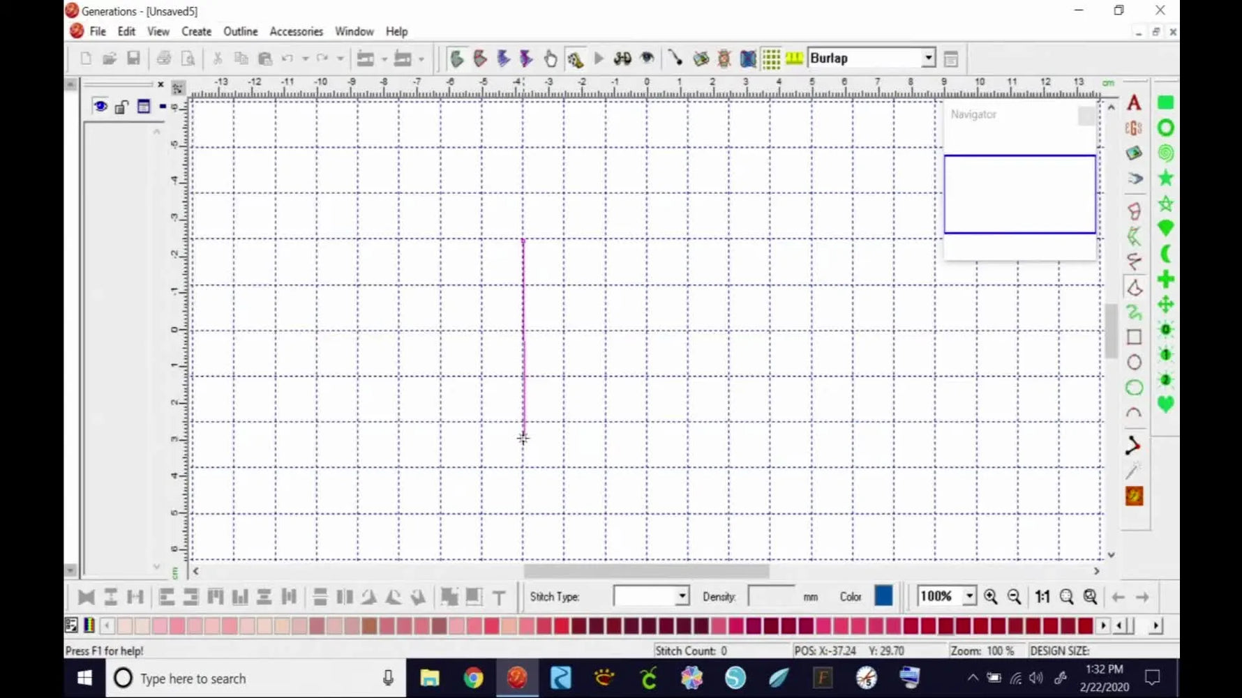 A completed orange square with a tatami-style fill rendered on the Generations grid, showing a clean closed shape.