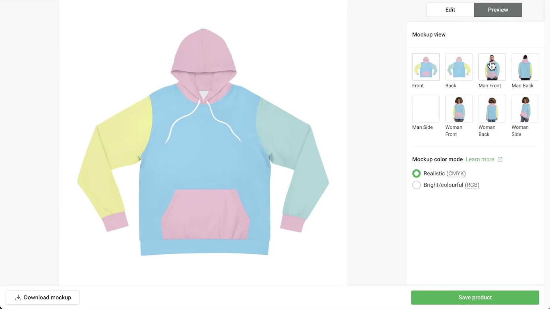 Color block hoodie on male model