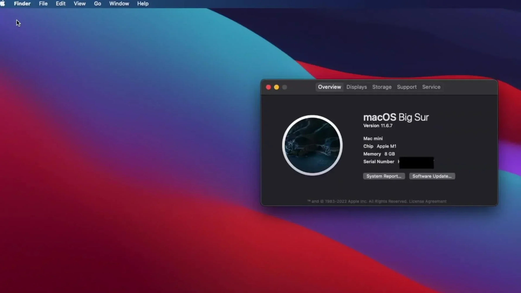 macOS Big Sur version information window