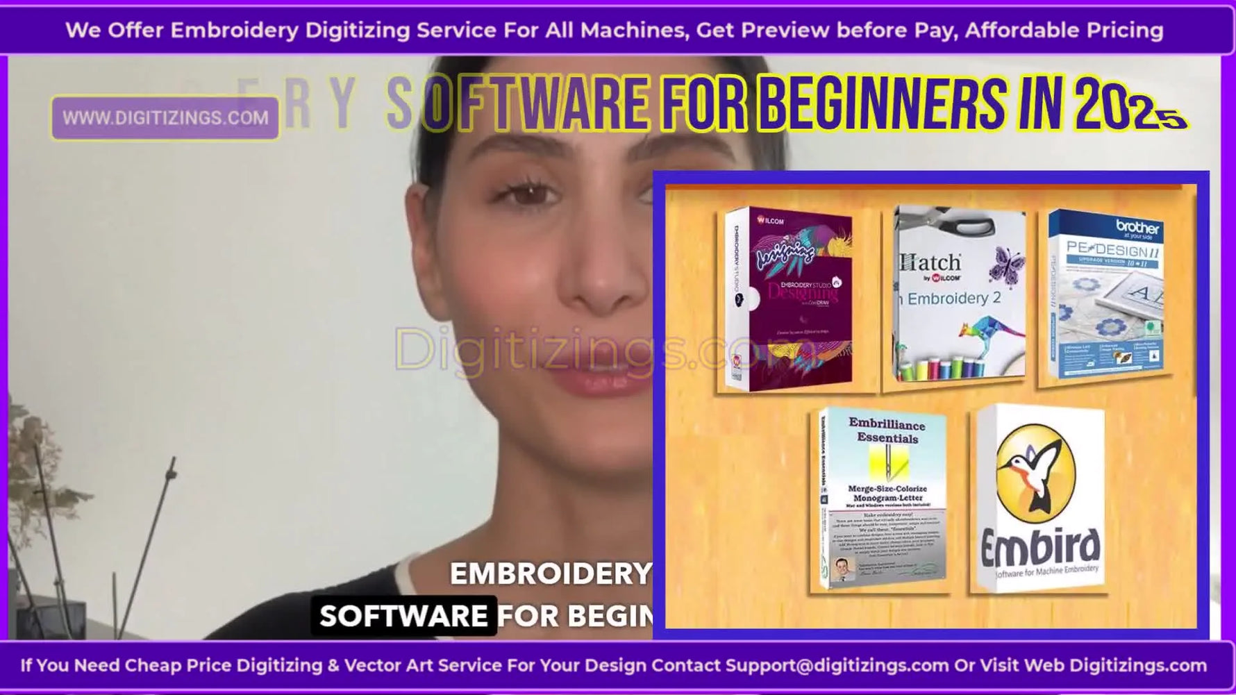 A lineup of popular embroidery software boxes shown together as a quick visual shortlist for beginners.