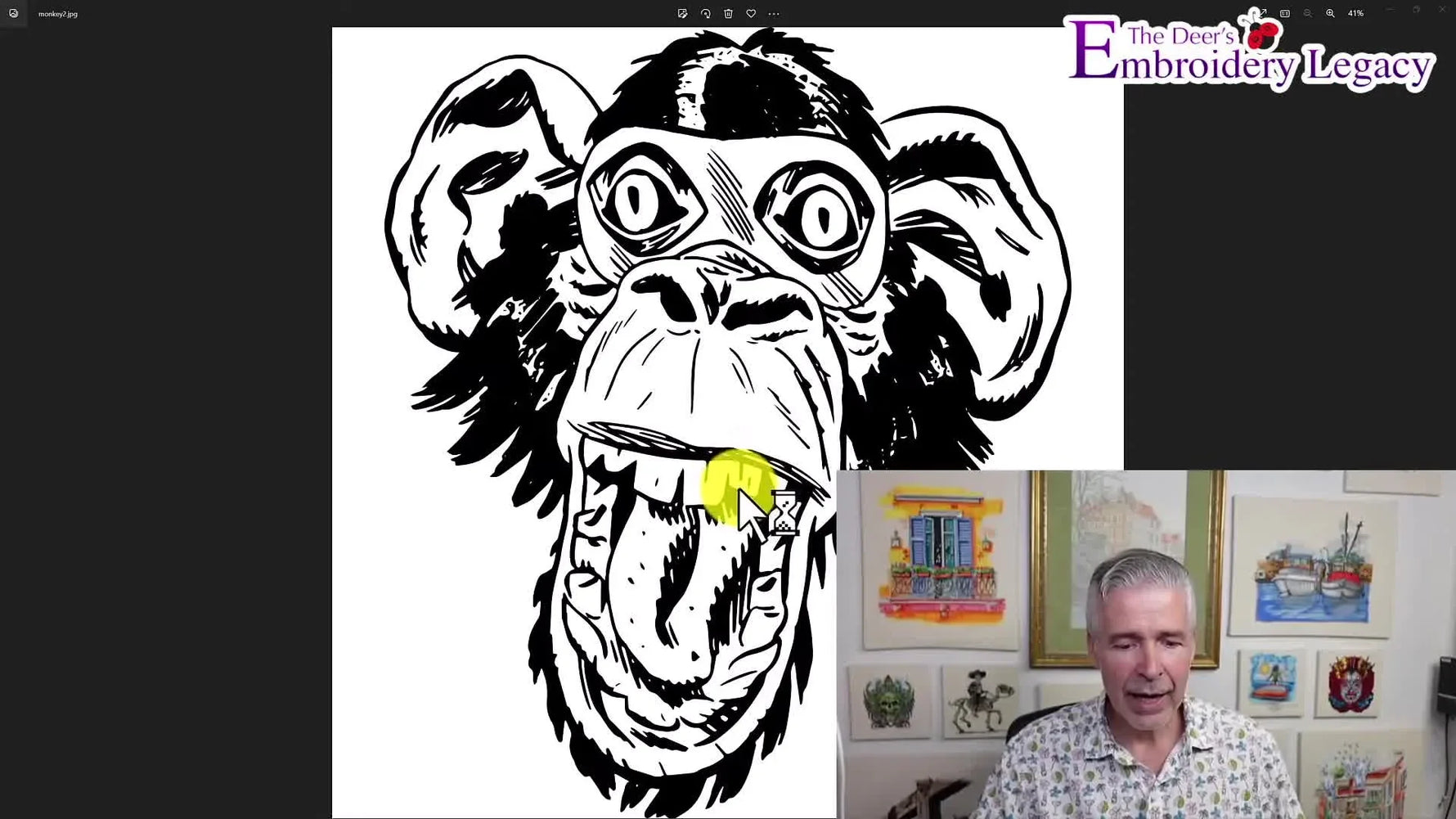 A Microsoft Paint Resize dialog shows the artwork being reduced to 50% with aspect ratio maintained to make the file import cleanly into Design Doodler.