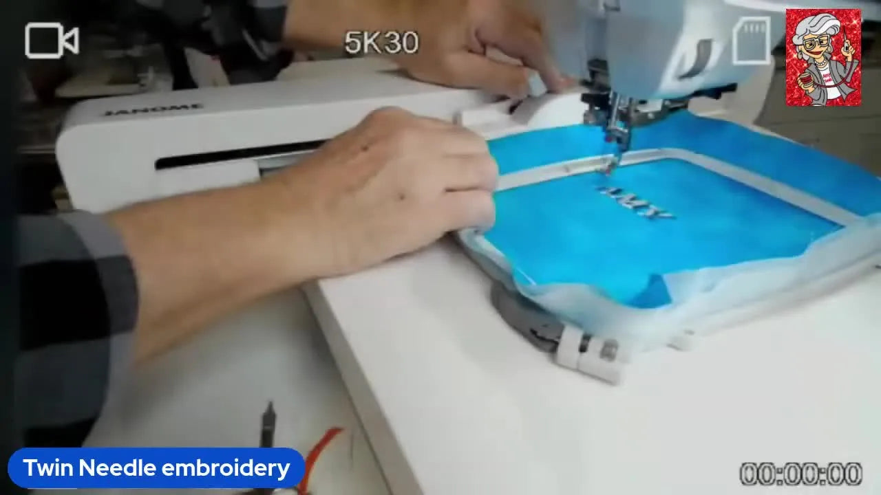 Finished 'AMY' monogram with twin needle embroidery