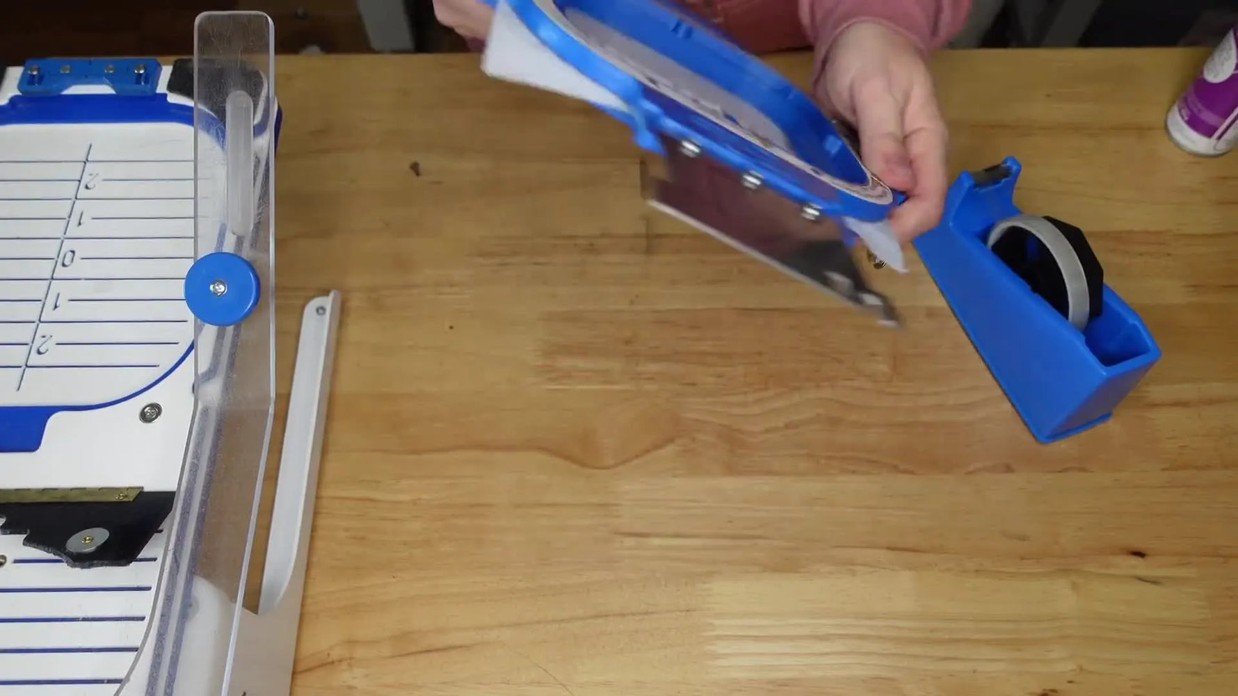 Printed KACEY template heat-taped onto a hooped pacifier clip.