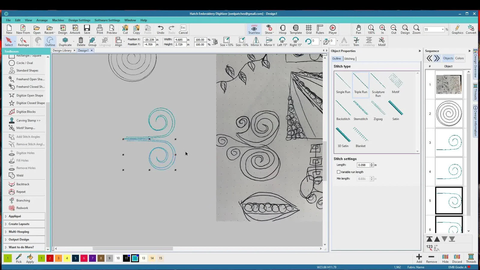 From “Messy Doodle” to a Clean Monogram Frame in Hatch: Swirls, Triple Stitch, and Zero Jump Stitches