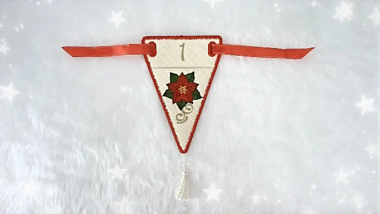 ITH Poinsettia Bunting in a 5x7 Hoop: Clean Eyelets, a Crisp Pocket, and a Border That Doesn’t Bite Back