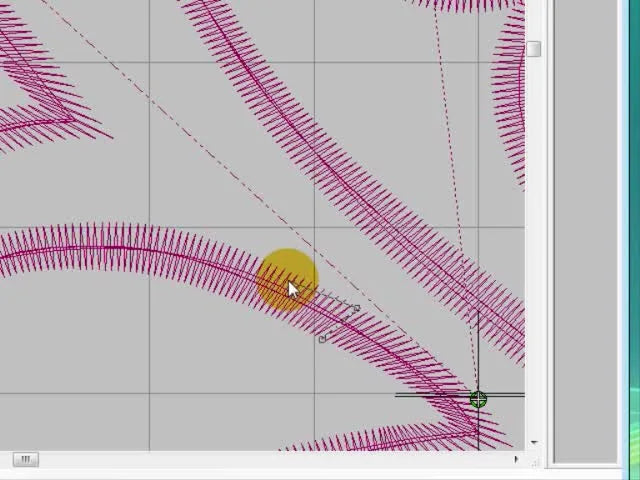 A close-up screen capture shows manual block digitizing nodes being placed over the original swirl to create a clean split for multi-hooping.