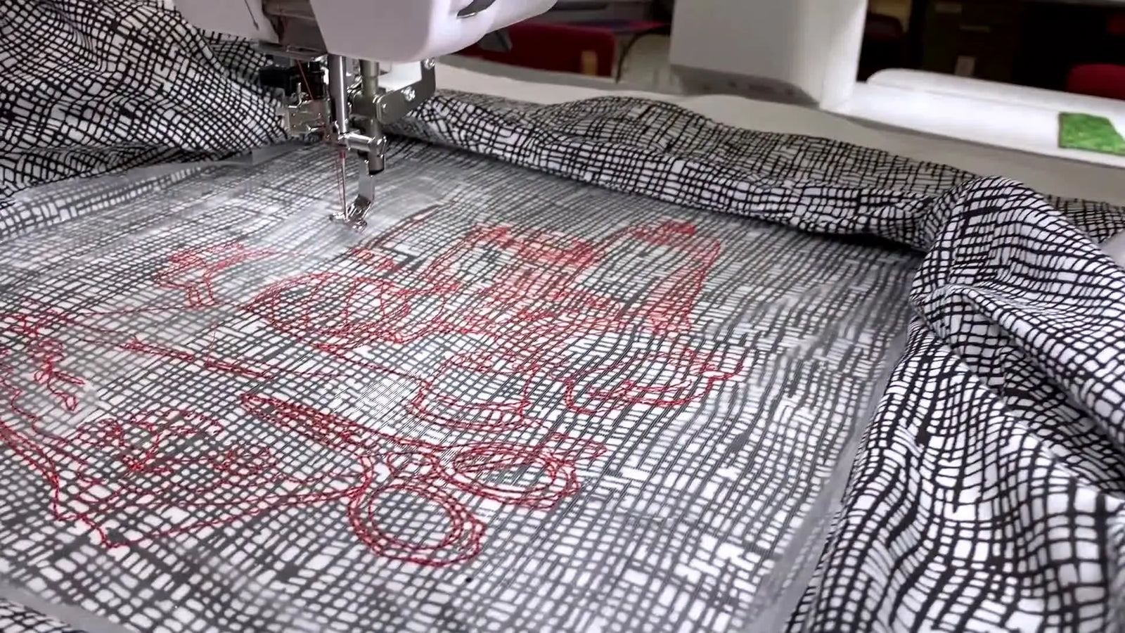 Janome Continental M17 Redwork on Silk: Stabilizer Choices, Laser Placement, and Why Hoop Rigidity Changes Everything