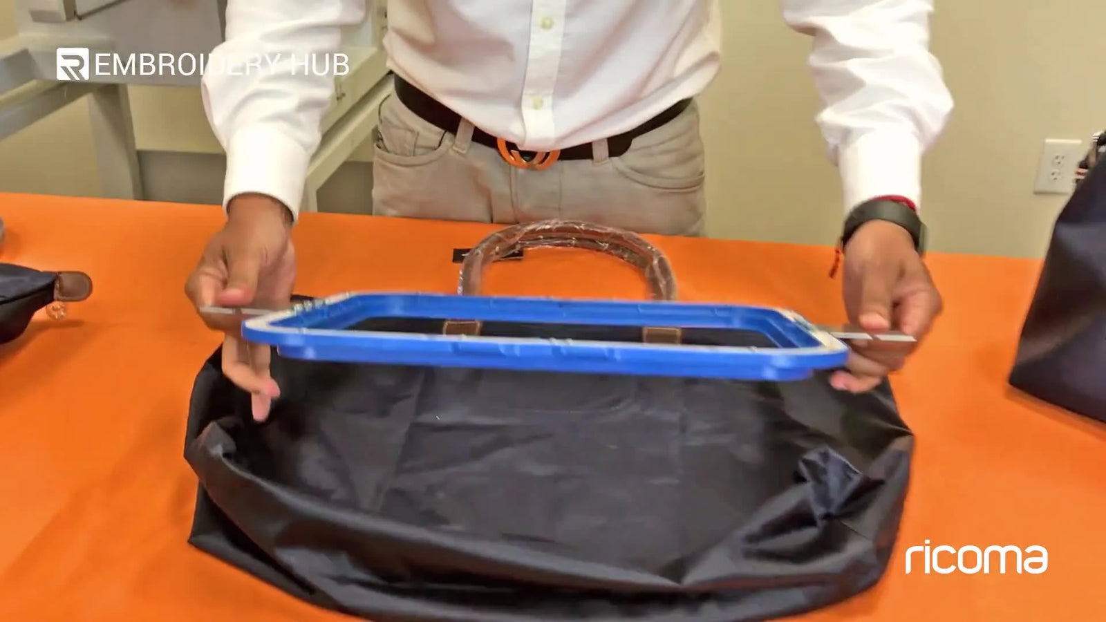 Hooping Bulky Duffle Bags on a Ricoma MT-1501 Without the Hand Pain: Regular Plastic Hoop vs Magnetic Frame