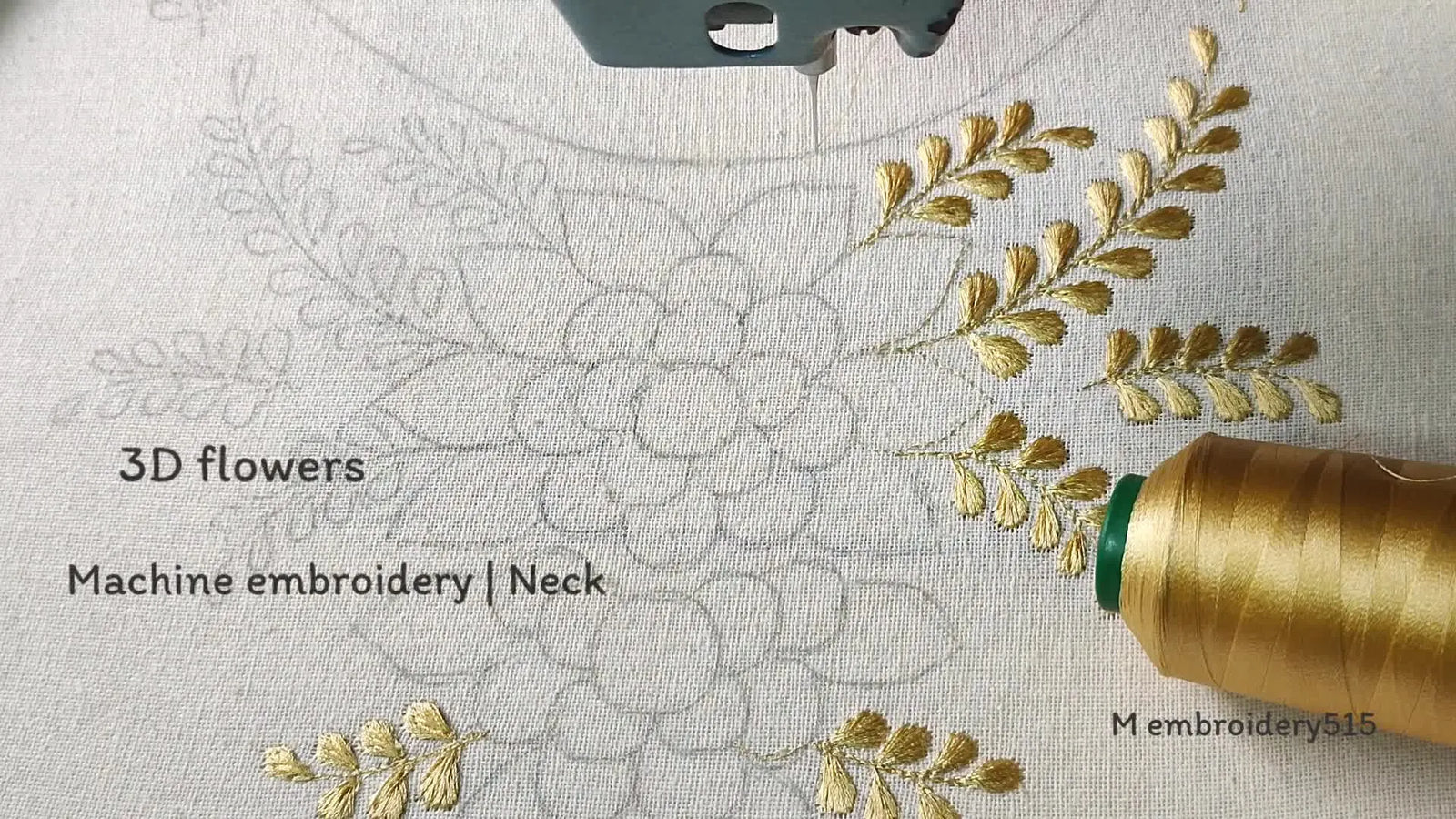 Mastering 3D Machine Embroidery: Textured Floral Neck Designs with Yarn Braid