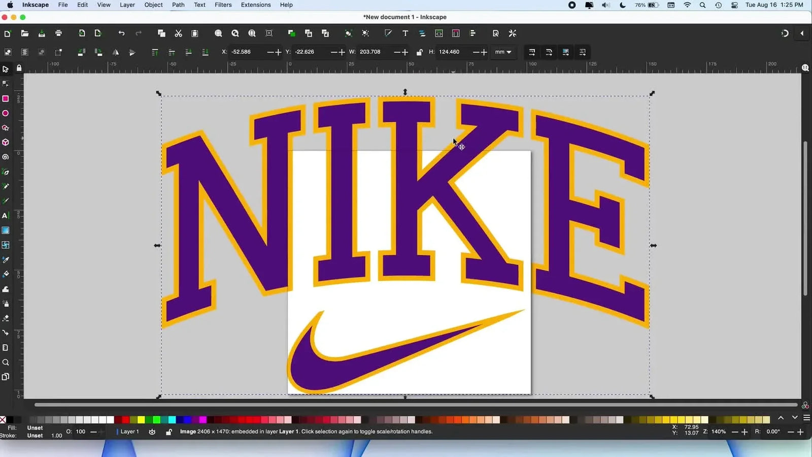From Raster to Stitch: Digitizing the Nike Lakers Logo in Inkscape + Ink/Stitch