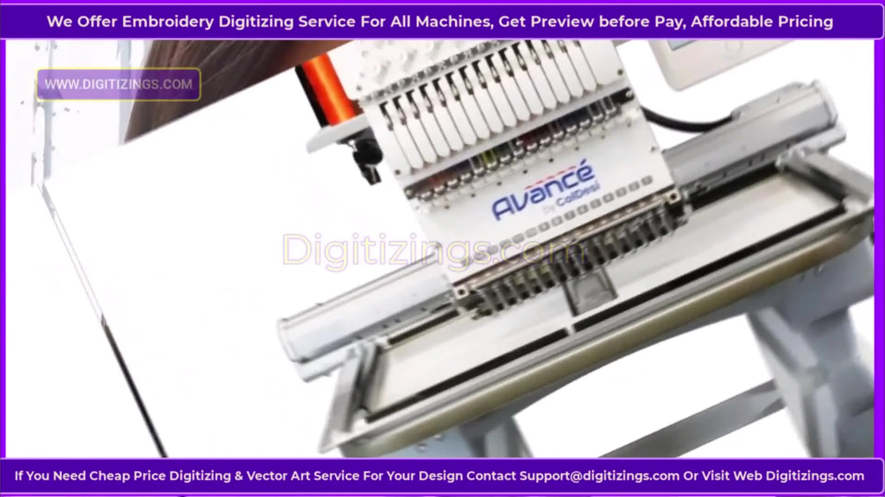 A wide shot of the Avancé by ColDesi machine bed and tubular arms highlights the large embroidery area that drives production efficiency.
