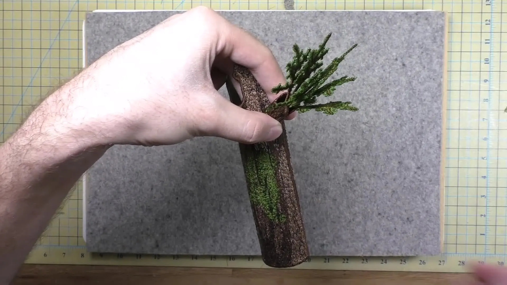 Top-down view of the fully assembled 3D swamp tree with multiple branches attached and ready for moss detailing.