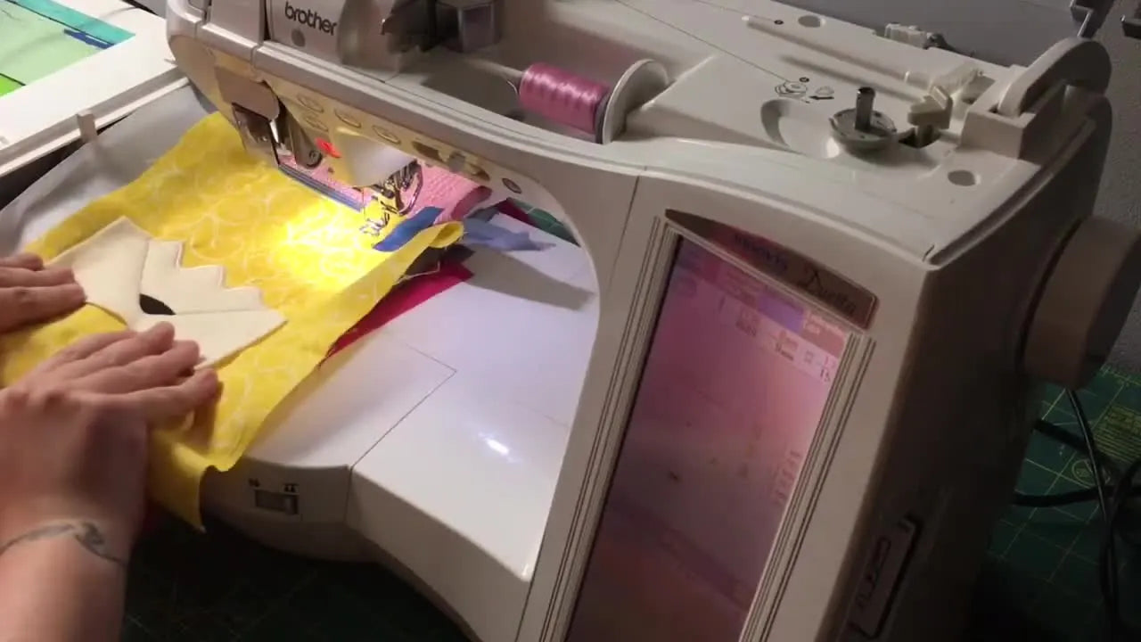 A close-up shows the zipper slider pulled to the center—half unzipped—right before the final seam closes the ITH pencil bag.