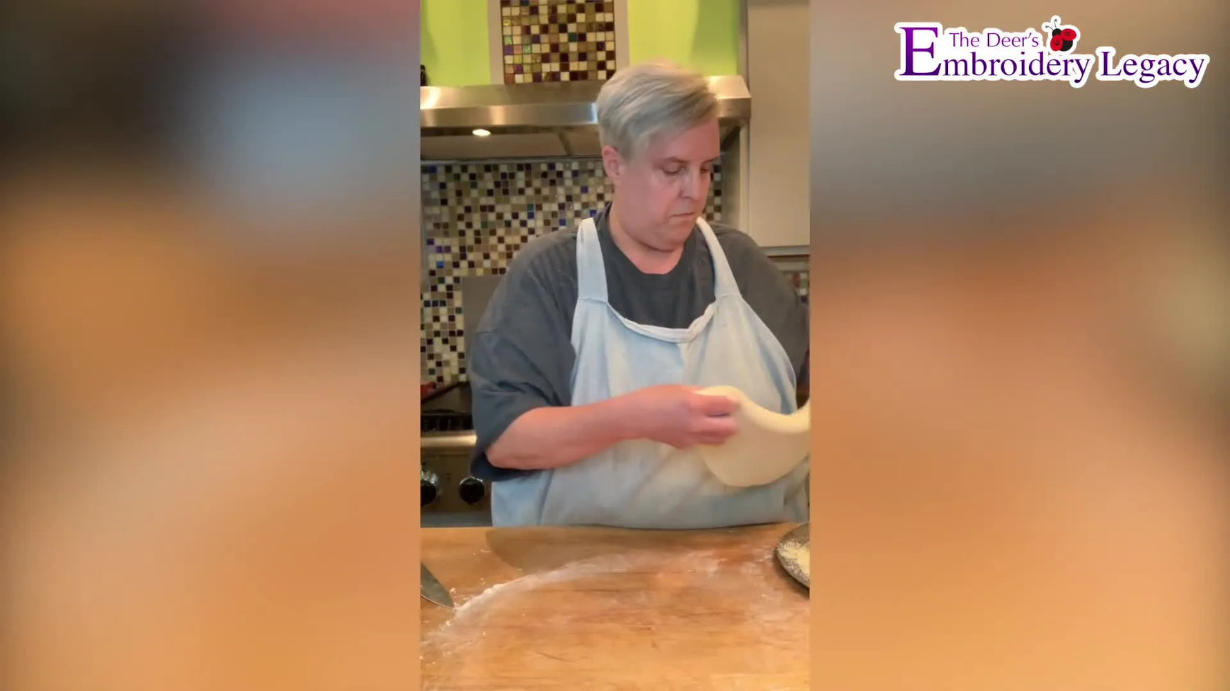 Hands pat a smooth round of dough onto a pizza screen, illustrating the “solid foundation” concept behind fabric + stabilizer + underlay.