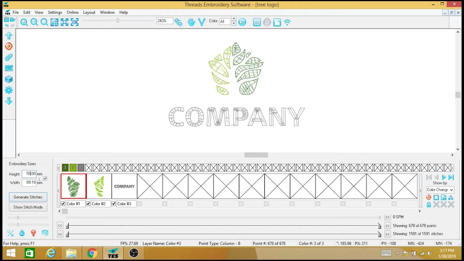 Clean Lettering on Caps in Threads Embroidery Software: Manual Pathing, Smart Trims, and a 55 mm Reality Check