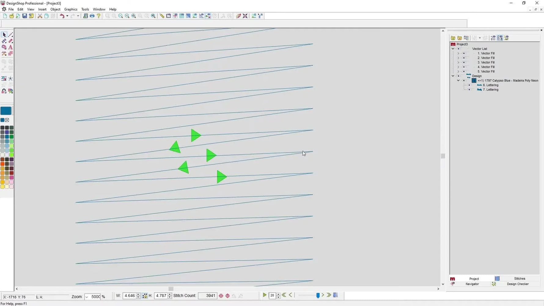 A zoomed-in screen view shows satin stitch direction with arrows, making it clear which stitch lines to measure for true density in points.