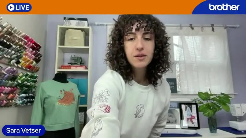 Stop Guessing Neckline Placement: Curved Name Embroidery with Artspira + the Brother Aveneer Projector (Without Ruining Your Sweatshirt)