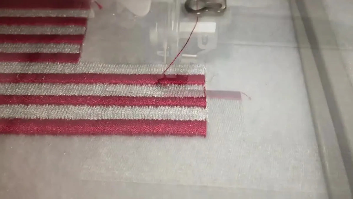 Patch Edge Thread Reverse American Flag Patch on a Brother PE800: Clean Threading ...