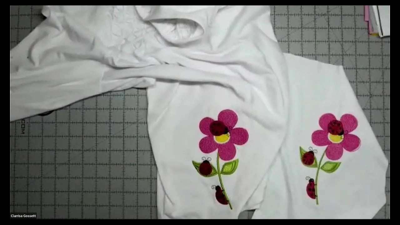 A split-screen comparison shows the same embroidery design looking faded without topping and vibrant with Floriani Color Keep Topping.