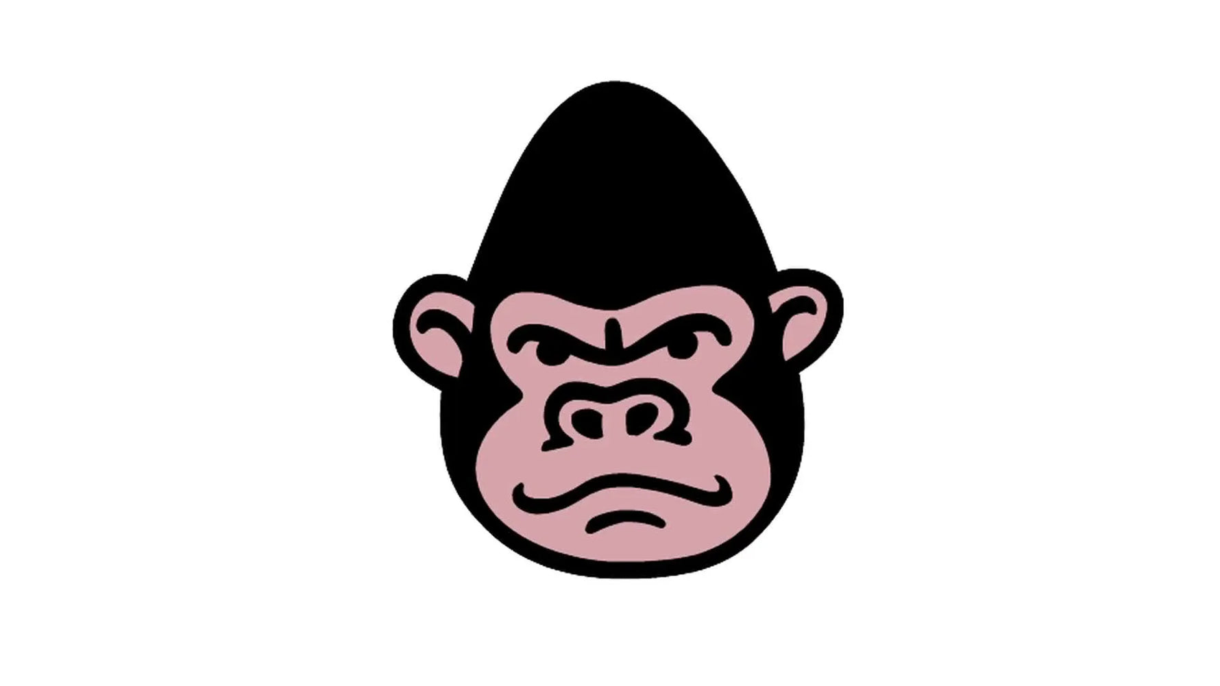 A finished digitized gorilla face with clean color separation between the black head, beige face, and small facial details.