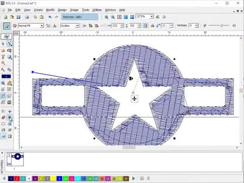 A screen capture of the blue roundel base layer with the star and stripe voids cleanly cut out, ready for the white and red elements.