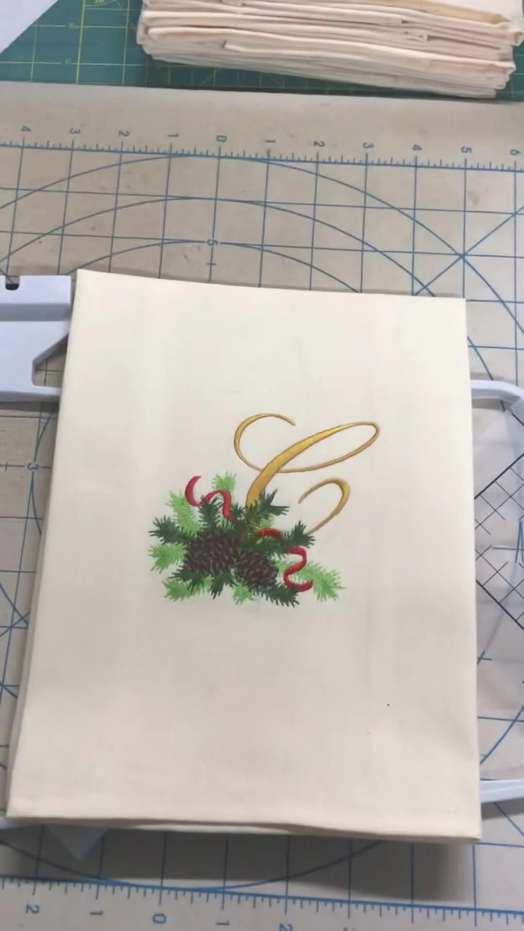 Float 20-Inch Dinner Napkins on the Janome 550E (SQ14b Hoop) Without Slips, Skew, or Pin Panic