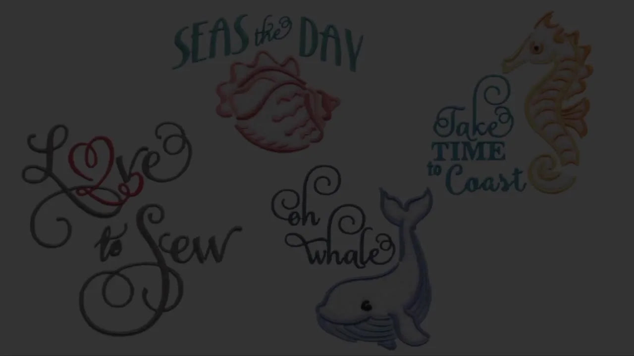 Embrilliance workspace showing two holiday text layouts, demonstrating how alternate letters and sizing create a custom lettering look.