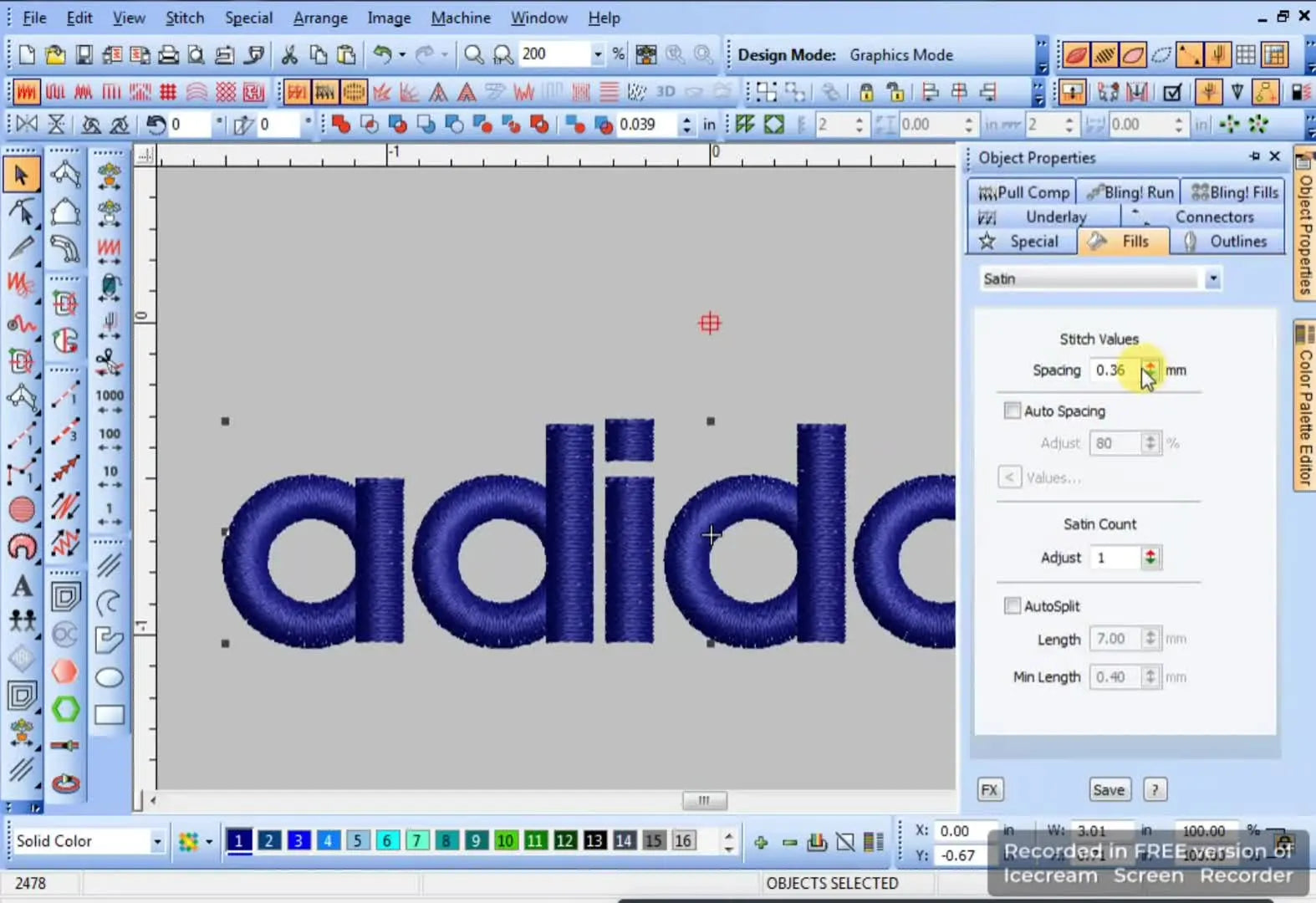 Digitize the Adidas Logo in Wilcom EmbroideryStudio (Classic): Clean Satin Text, Stable Tatami Stripes, and Settings That Actually Stitch Out