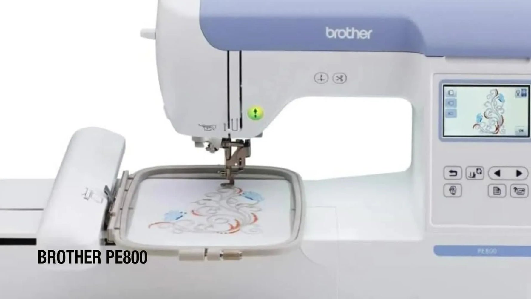 A clean product shot of the Brother PE800, highlighted as a popular budget-friendly choice for home-business embroidery.