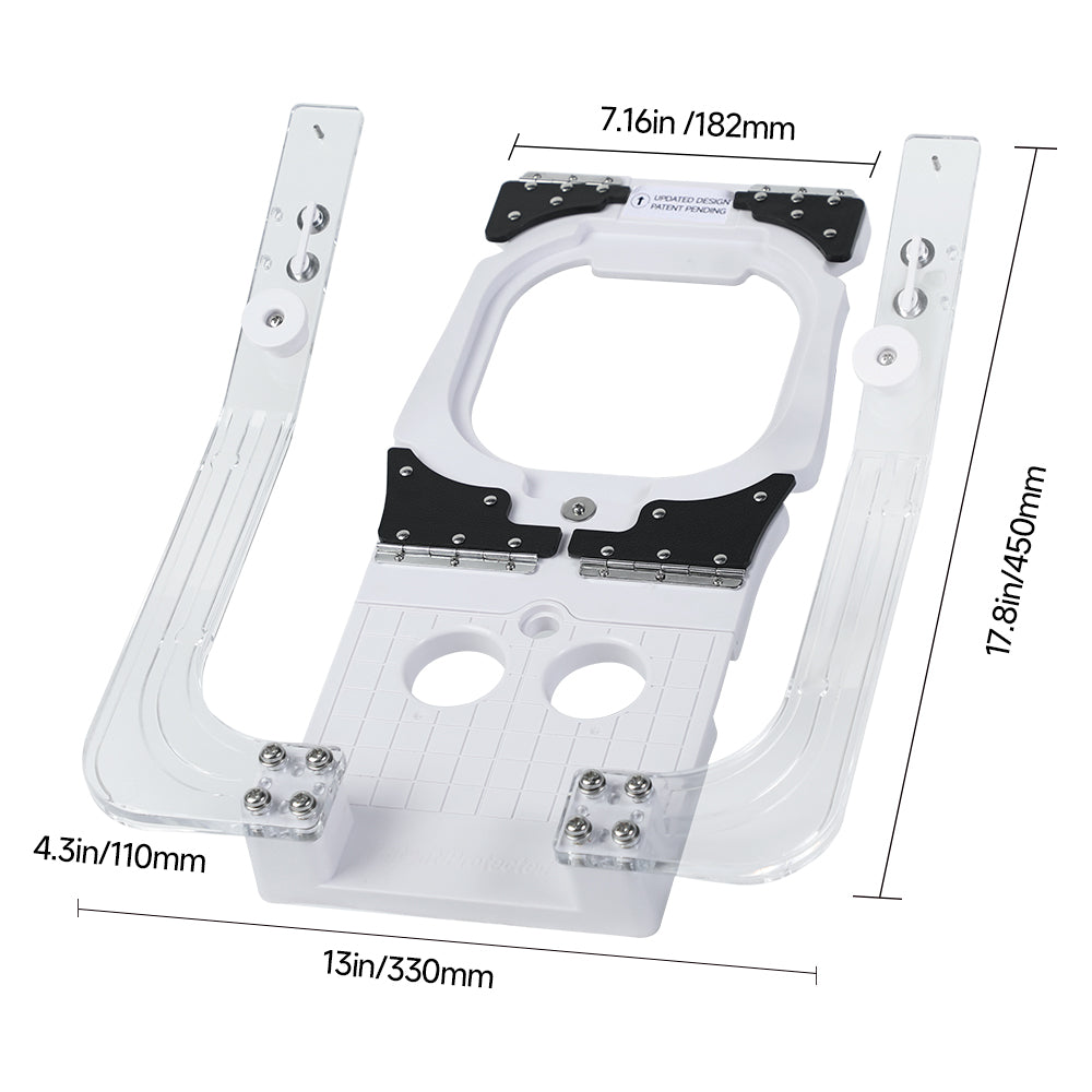 Dimension diagram of the 3.9-inch positioning fixture and guide rails