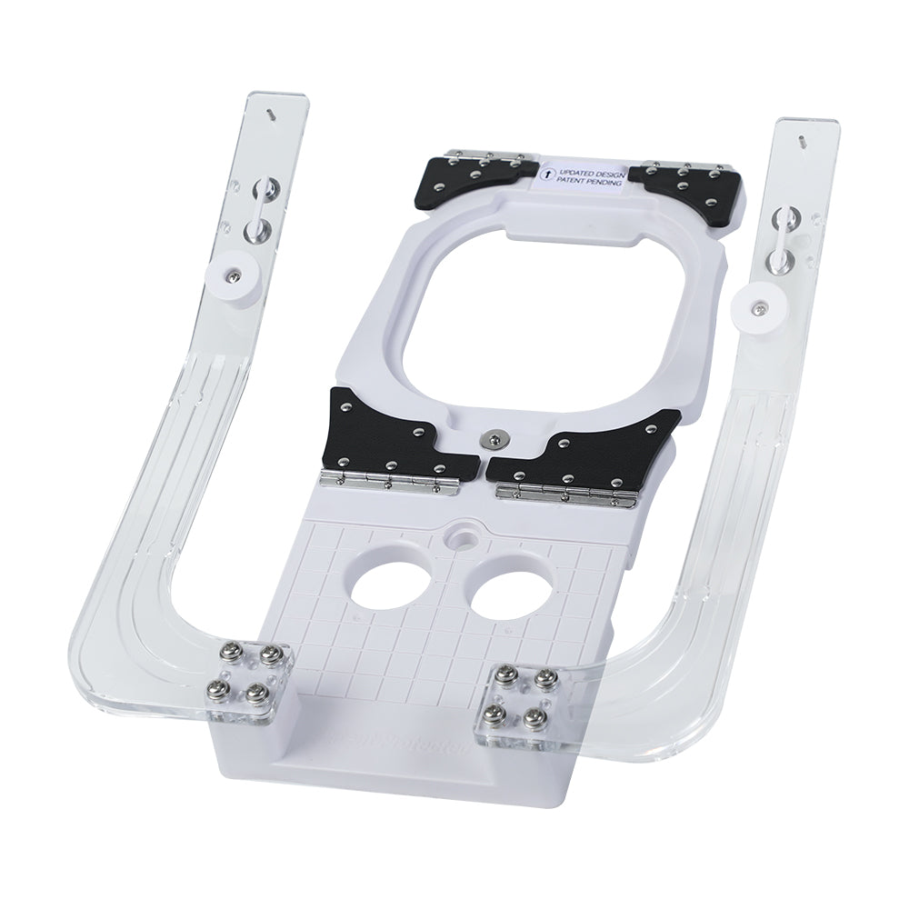 Close-up of the 3.9-inch hoop positioning fixture